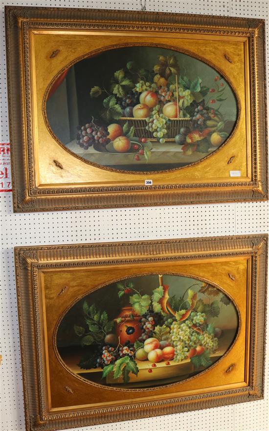 Pair oils on canvas, Still life of fruit